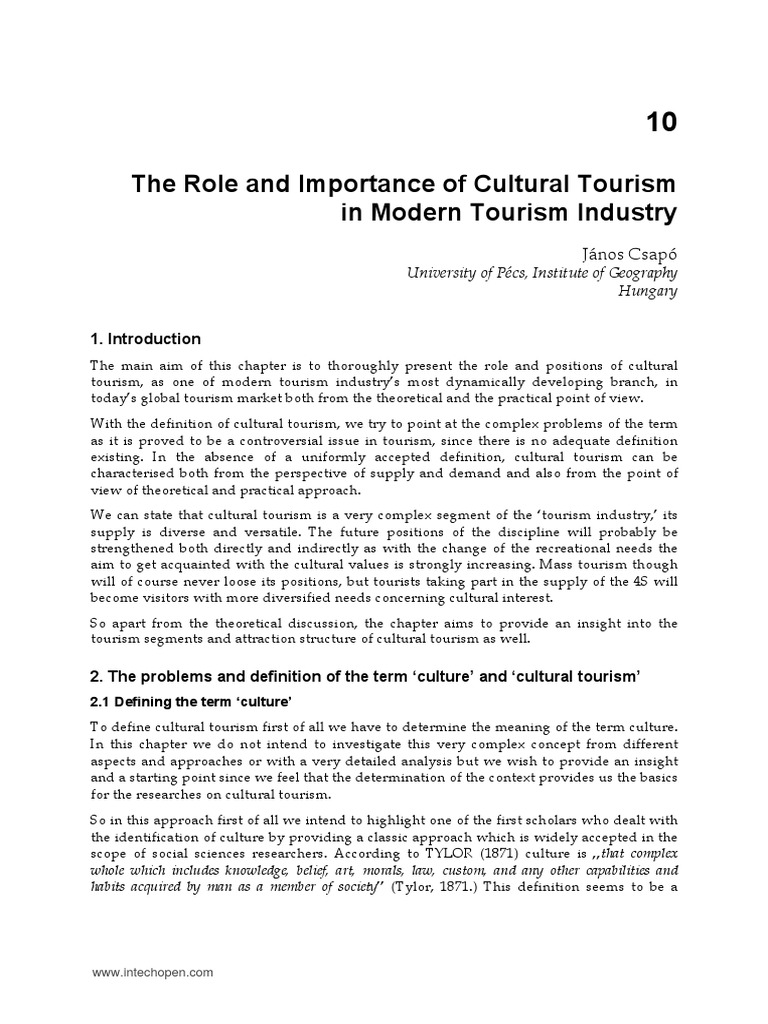 The Role and Importance of Cultural Tourism in Modern Tourism Industry ...