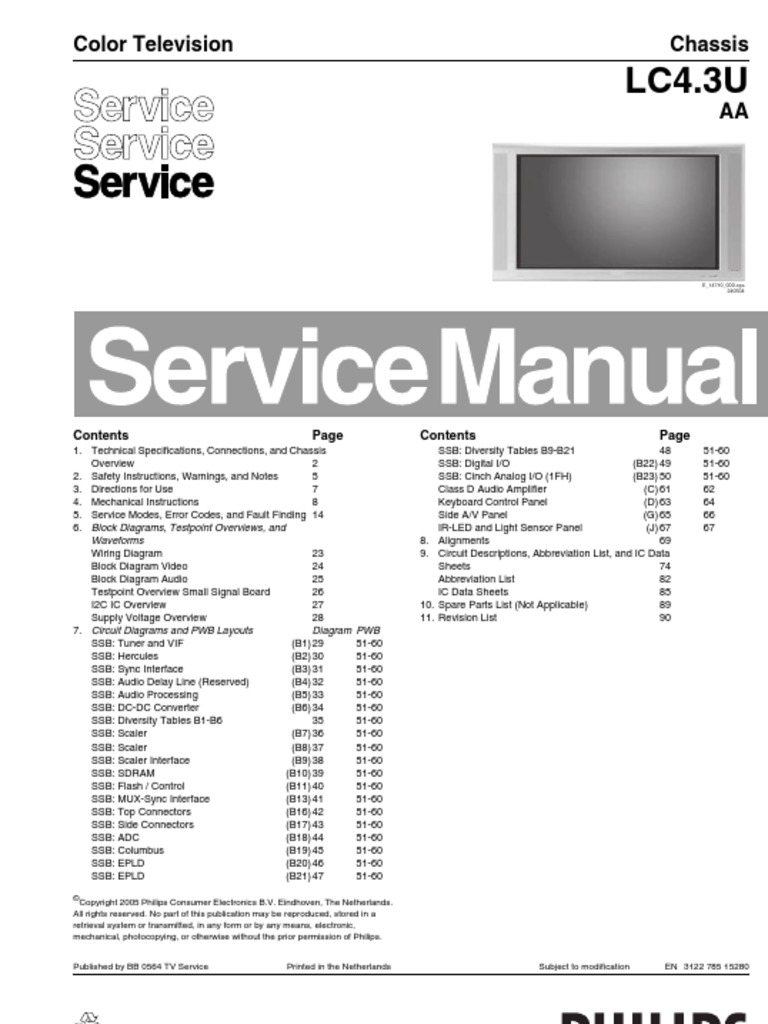Philips 32mf605w 26mf605w Tv Service Manual Download