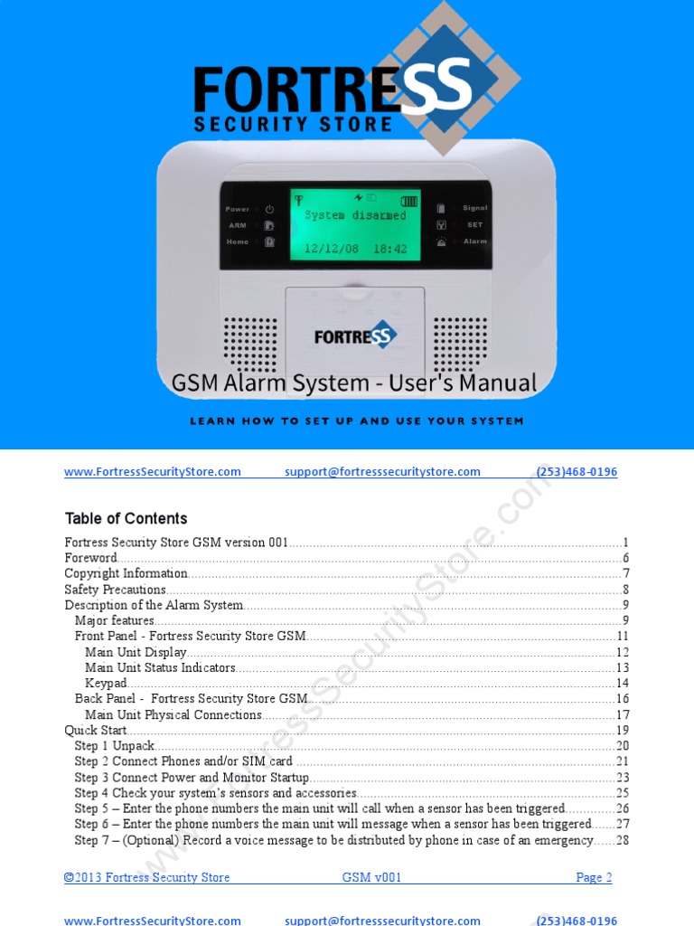GSM Alarm System Manual v001 | Short Message Service