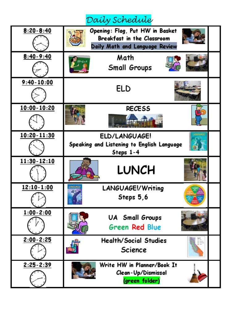 Daily Classroom Schedule Overview | PDF | Language Arts & Discipline ...