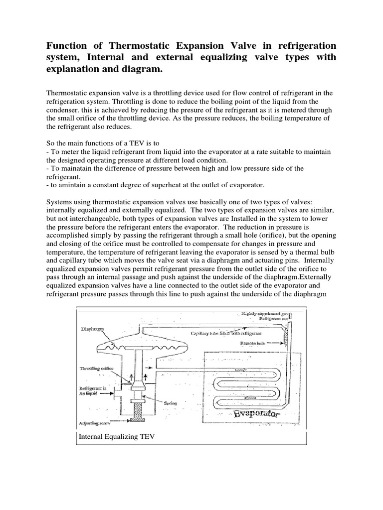 Thermostatic Expansion Valve Functions | PDF | Atmospheric ...