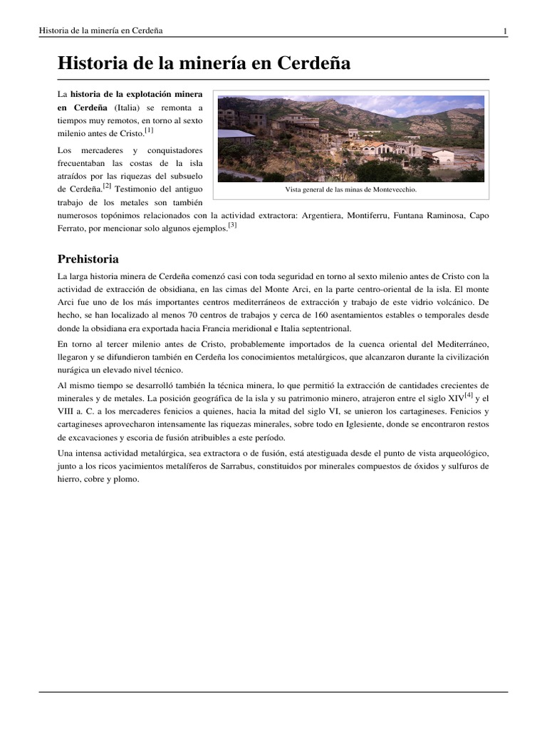 Historia de La Minería en Cerdeña PDF Minería Naturaleza