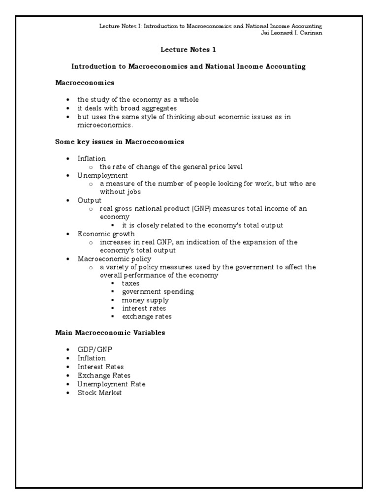 Intro to Macroeconomics & National Income | PDF | Measures Of National ...
