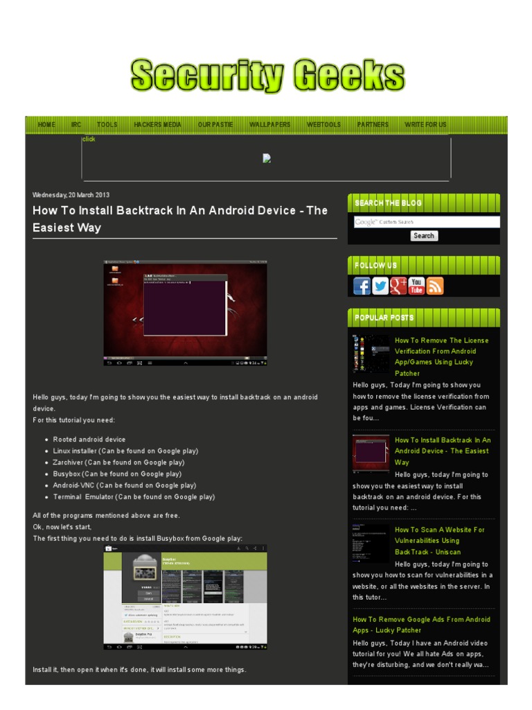How To Install Backtrack in An Android Device PDF Google Play