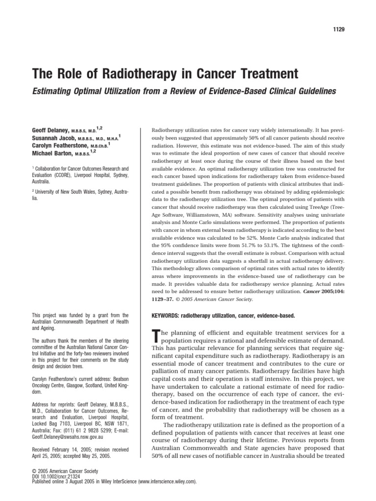 The Role of Radiotherapy in Cancer Treatment | PDF | Radiation Therapy ...