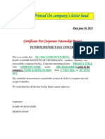Formate For Company Certificate For Summer Interns