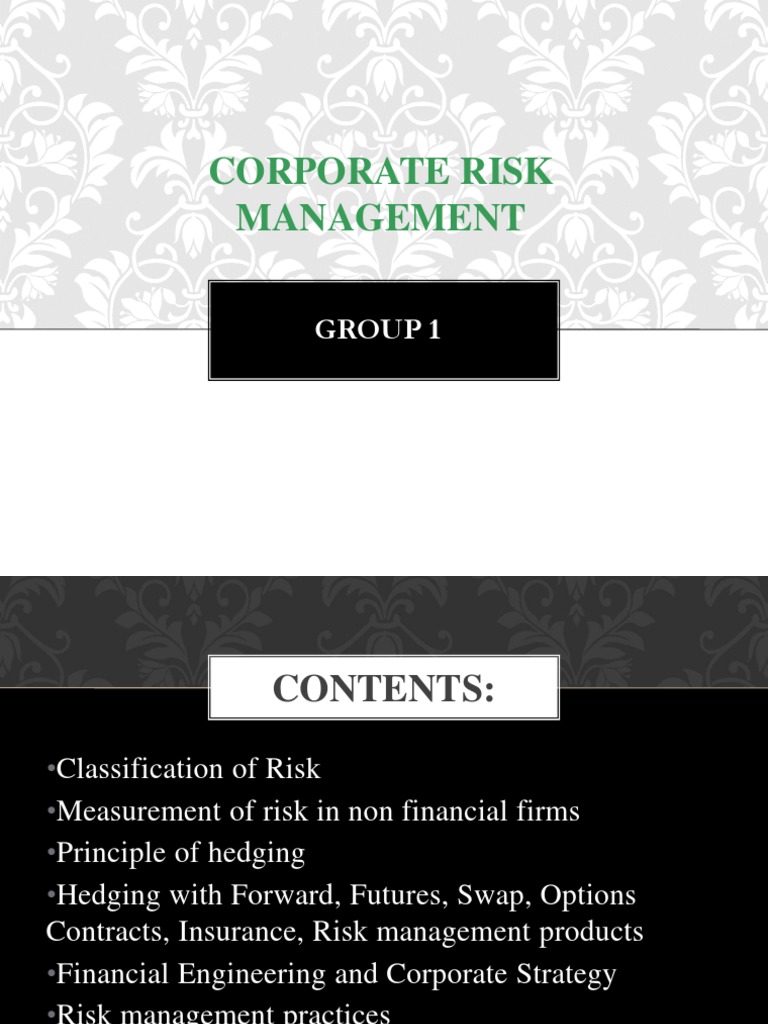 Corporate Risk Management Strategies | PDF | Futures Contract | Hedge ...