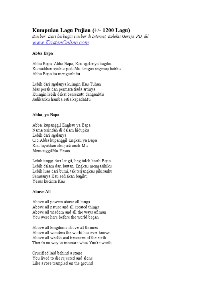 Kumpulan Lagu Pujian Rohani Pdf
