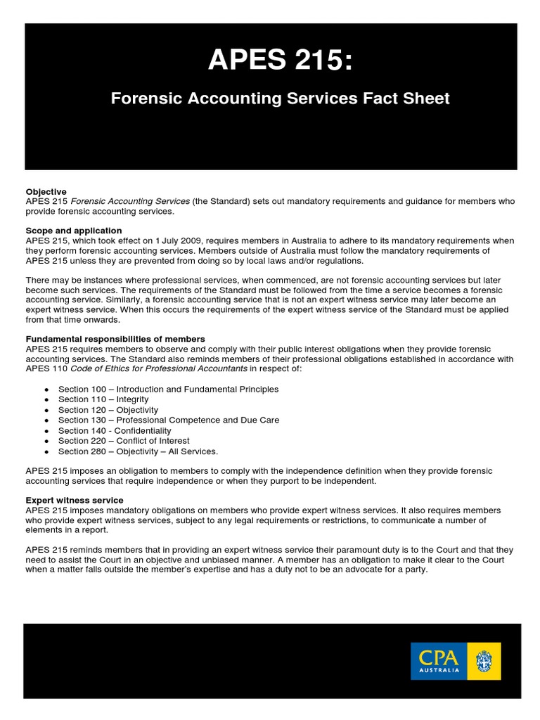 Apes 22  PDF  Expert Witness  Copyright Inside Forensic Accounting Report Template