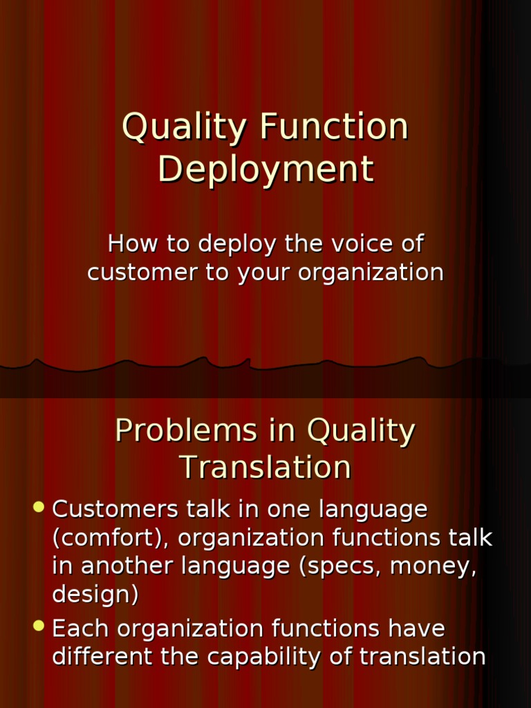 Quality Function Deployment Steps PDF Matrix (Mathematics) Design