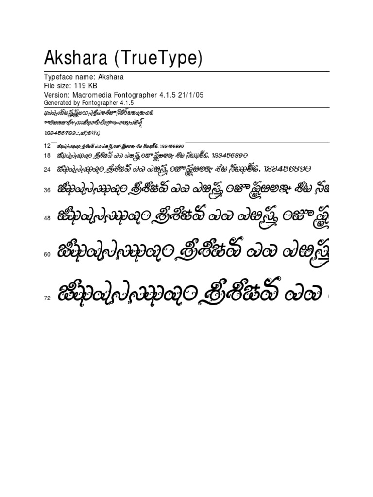 Akshara TrueType Font Details | PDF | Teaching Methods & Materials ...