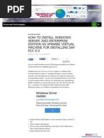How To Install Windows Server 2003 Enterprise Edition As Vmware Virtual Machine For Installing Sap ECC 6.0