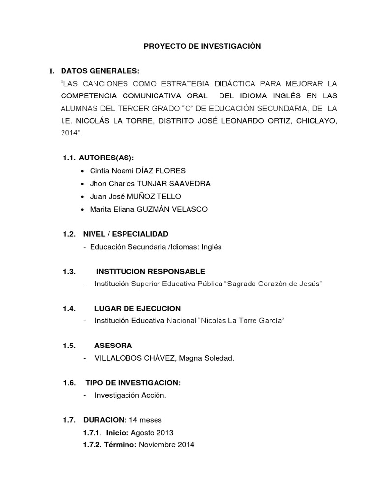 Proyecto de Ingles 2014 Educación primaria Aprendizaje