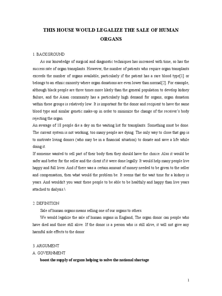 Arguments against legalizing organ sales picture
