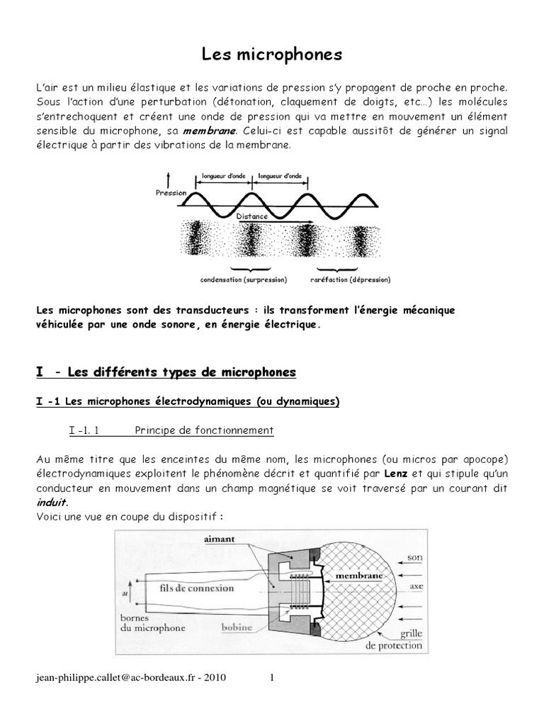 Types et fonctionnement des microphones | PDF | Microphone | Son