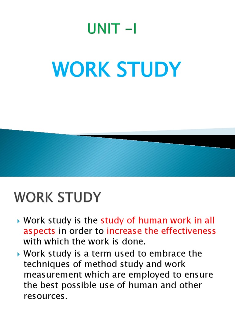 Work Study: Methods and Measurements | PDF | Time | Human Factors And ...