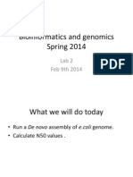 Bioinformatics and Genomics Spring 2014: Lab 2 Feb 9th 2014