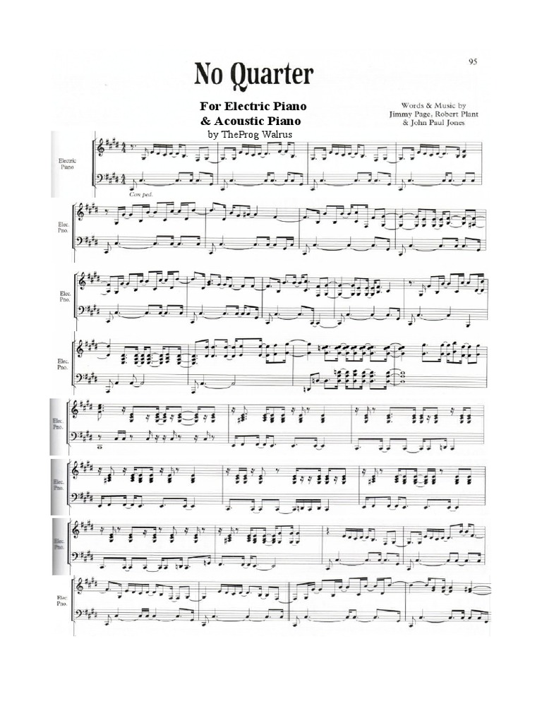 Morgenøvelser Intuition øretelefon No Quarter El. Piano & Acoustic Piano Sheet Music | PDF | Jimmy Page | Rock  Music