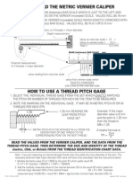 How To Read The Metric Vernier Caliper: MAIN (Stationary) BAR SCALE MM