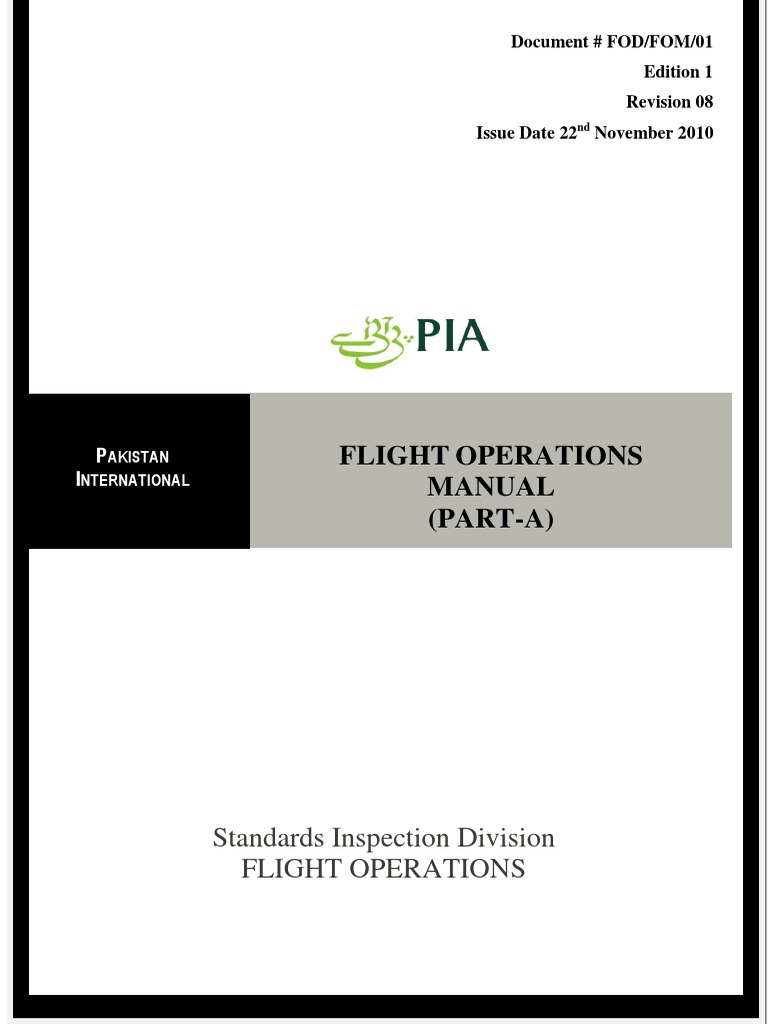PIA Flight Operations Manual Overview | PDF | Instrument Flight Rules ...
