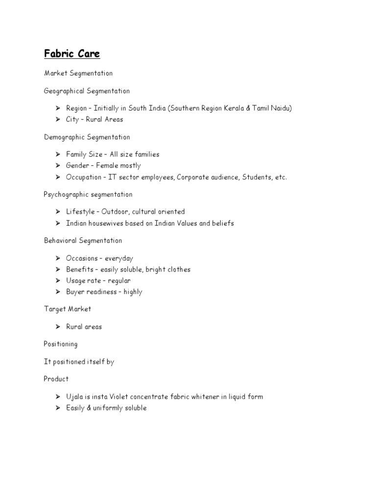 STPD of Jyoti Laboratory PDF Market Segmentation Perfume