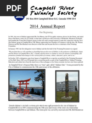 Campbell River Twinning Society 2014 Annual Report