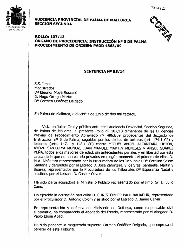 Audiencia Provincial de Palma de Mallorca Sección Segunda PDF Evidencia (ley) Derecho penal