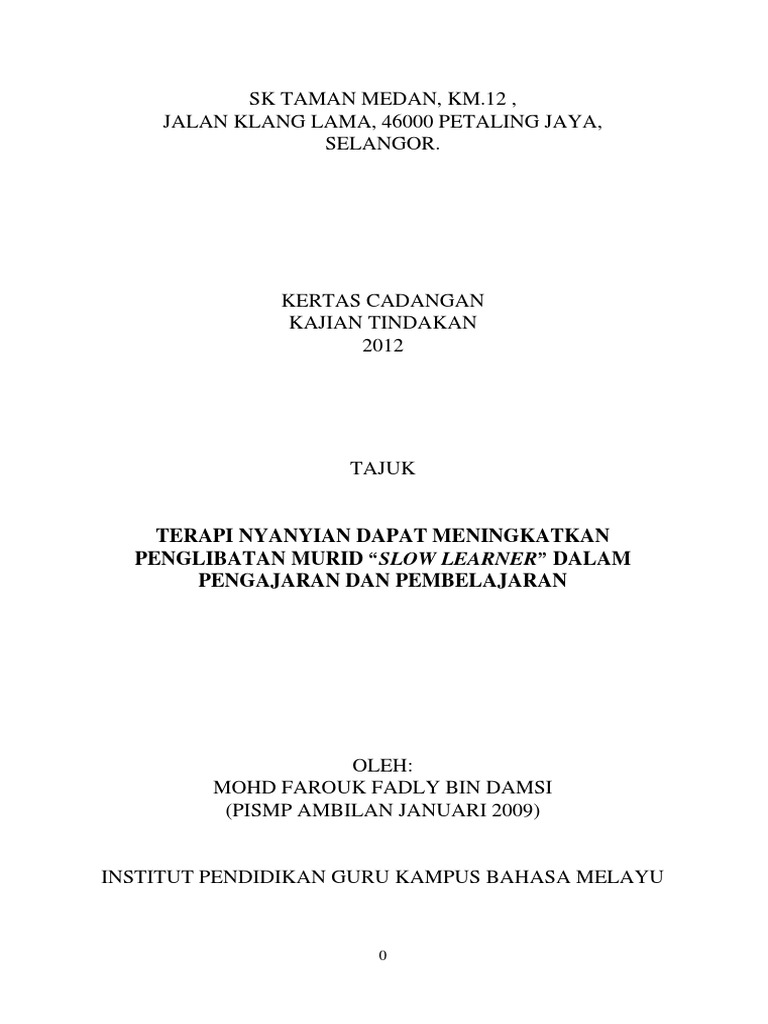Kt Proposal Kajian Tindakan Pendidikan Khas Farock Pdf