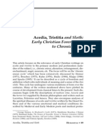 Acedia, Tristitia and Sloth:: Early Christian Forerunners To Chronic Ennui