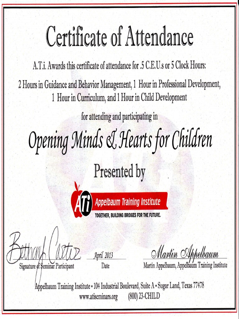 Certificate for CEUs in Child Development | PDF