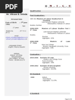 Mr. Vikram B. Shinde: Qualification Post Graduation