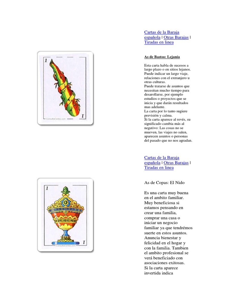 Cartas de La Baraja Española | Cartas, barajas, naipes | España