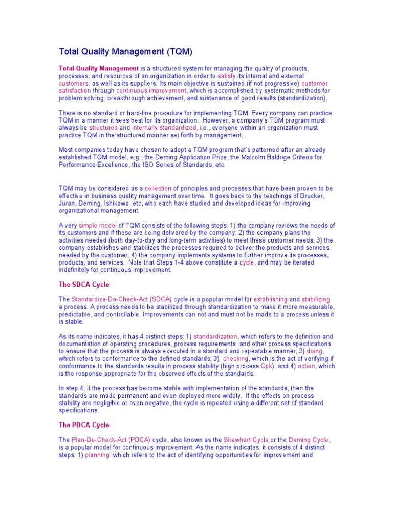 Total Quality Management | PDF | Quality Management | Business Process