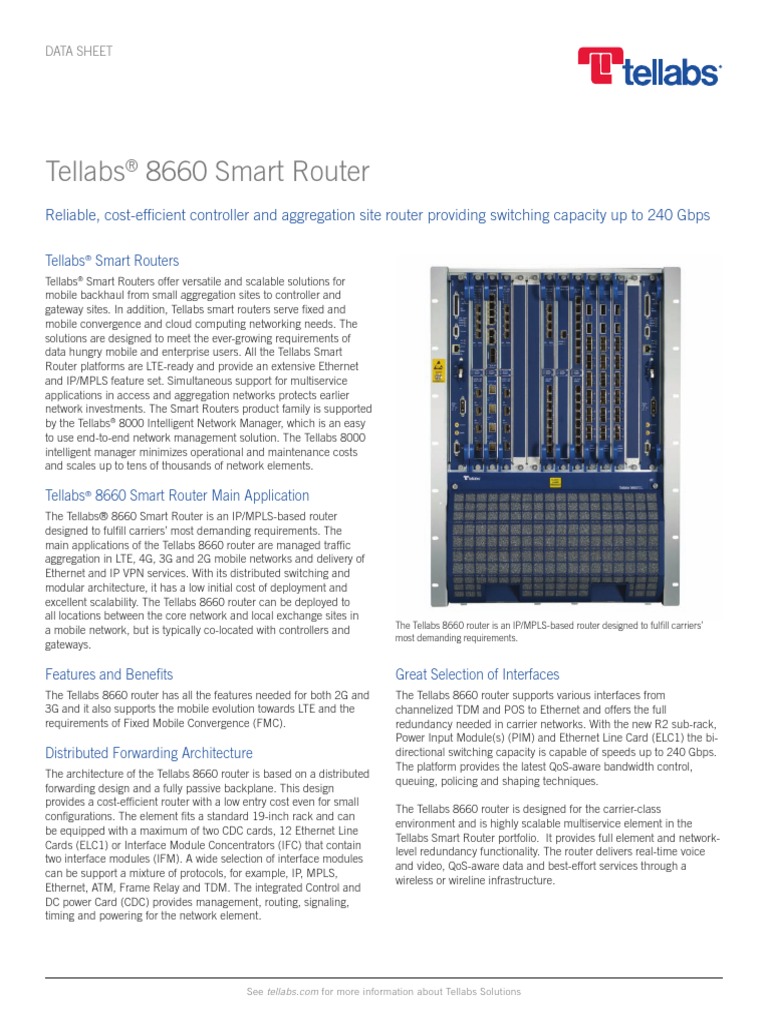 Tellabs 8660 Data Sheet | PDF | Multiprotocol Label Switching | Networking