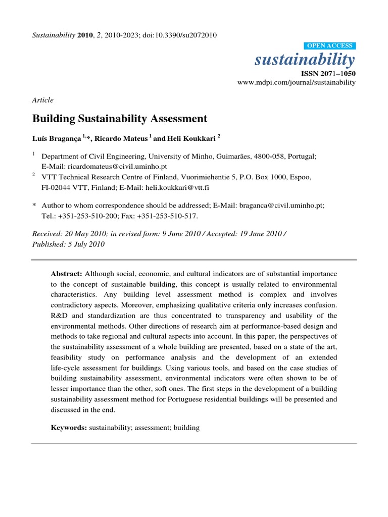 Building Sustainability Assessment | PDF | Life Cycle Assessment ...