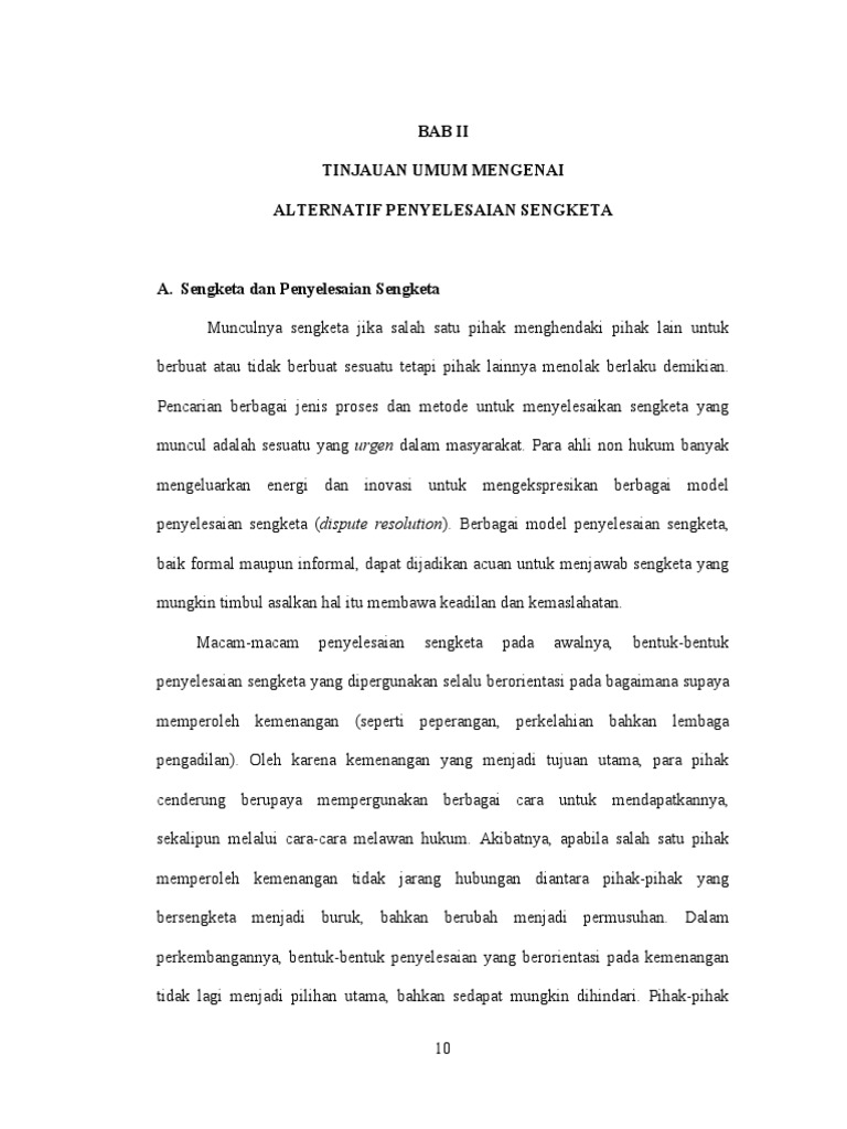 Makalah Tentang Penyelesaian Sengketa Alternatif