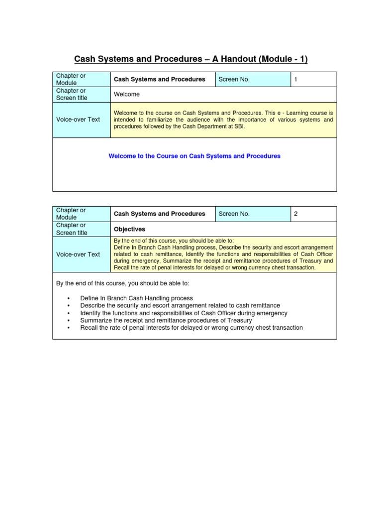 Cash Handling Procedures Bank Vault Currency