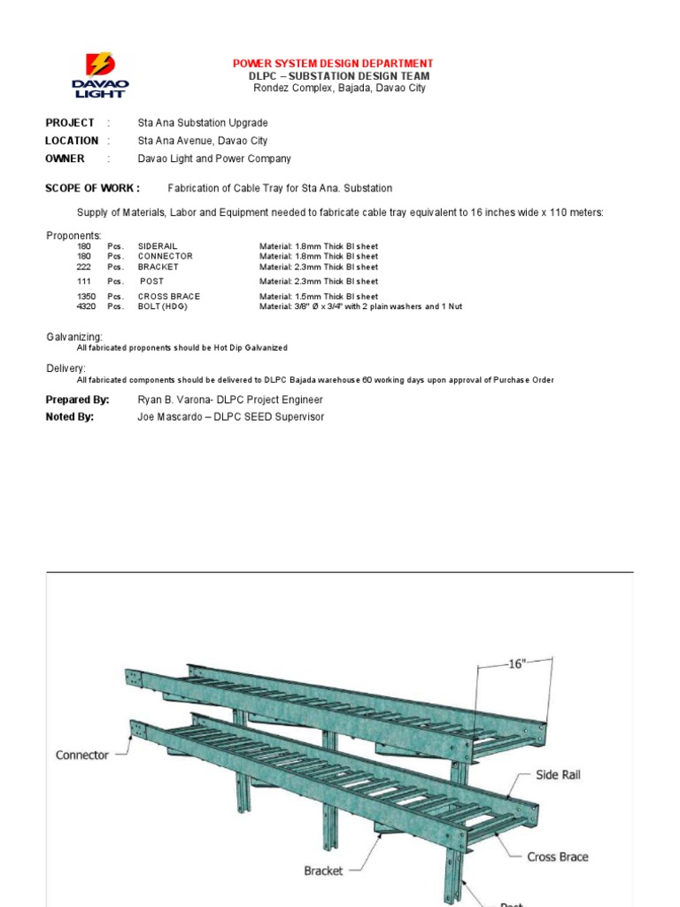 Substation Cable Tray Fabrication | PDF