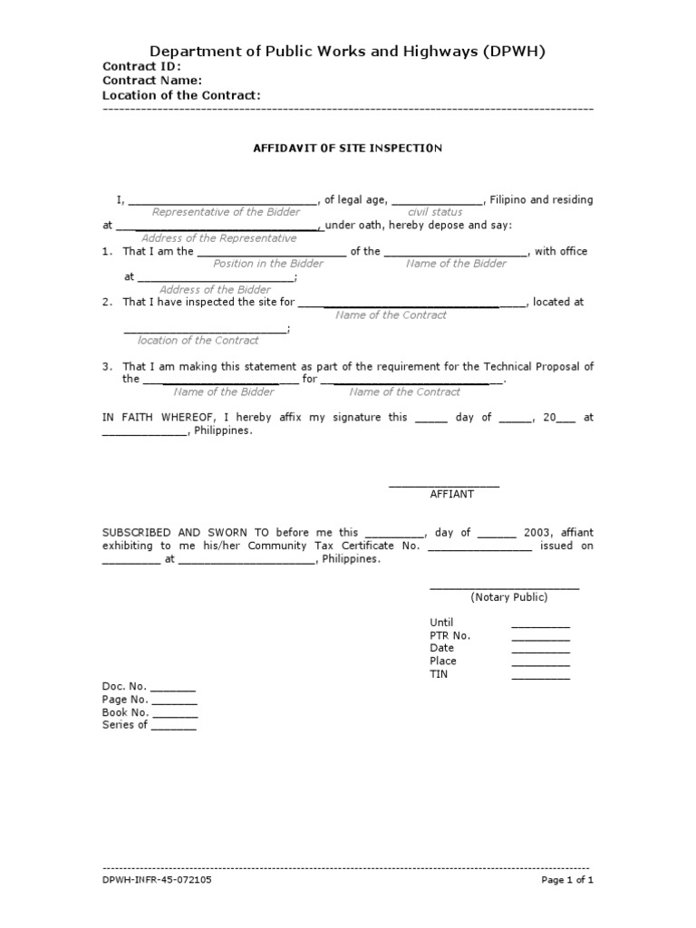 Affidavit of Site Inspection | PDF