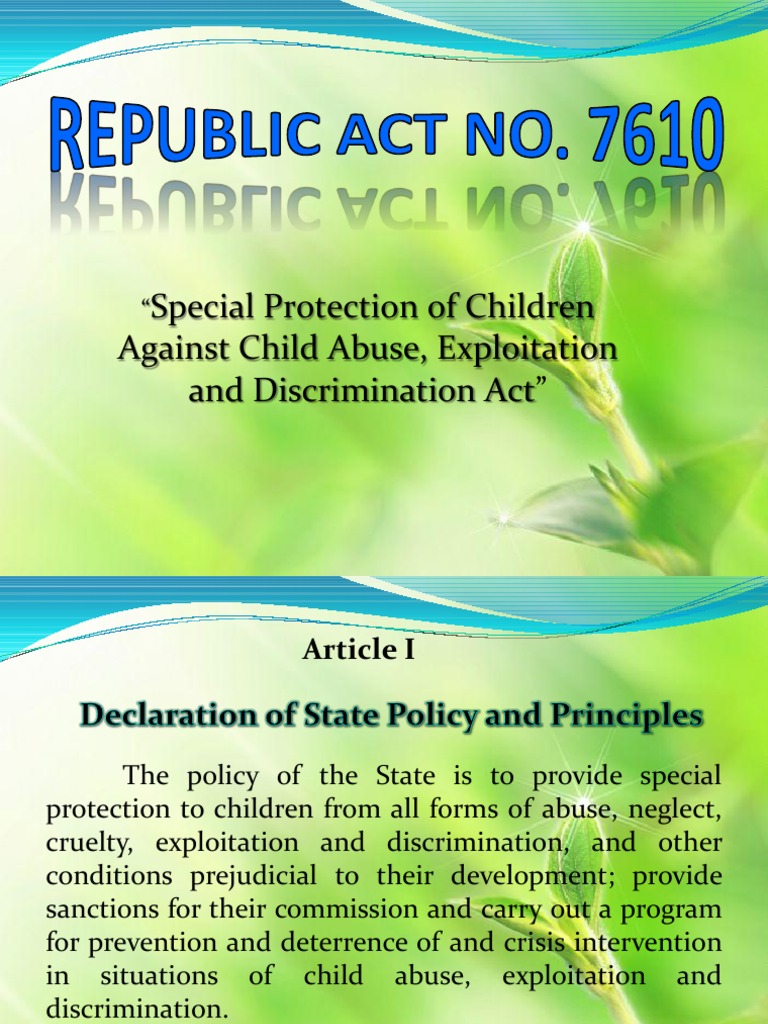 R. A. 7610 Child Abuse Child Custody