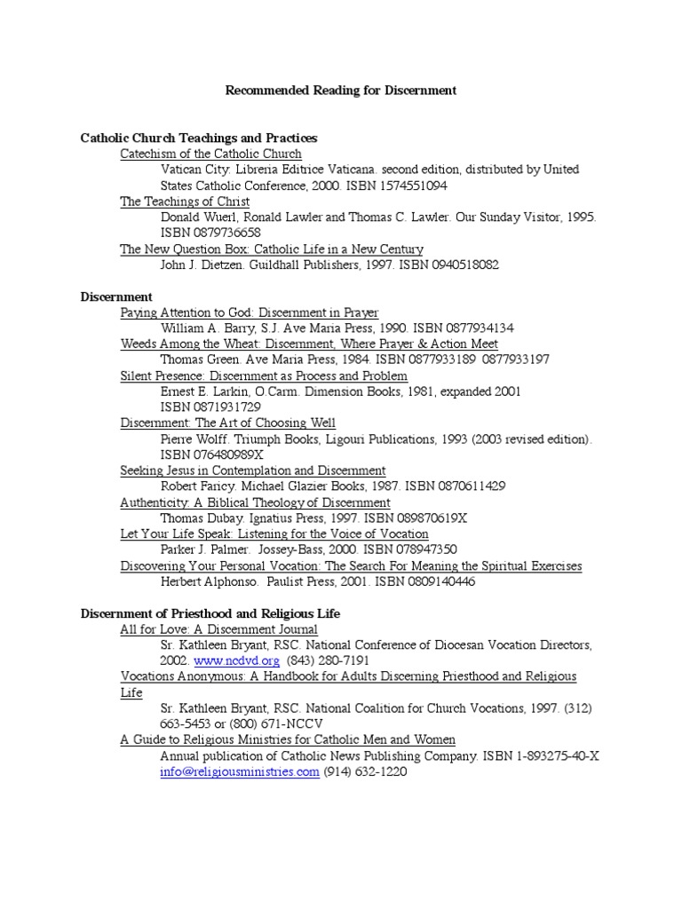 Essential Reads for Discernment | PDF | Society Of Jesus | Deacon