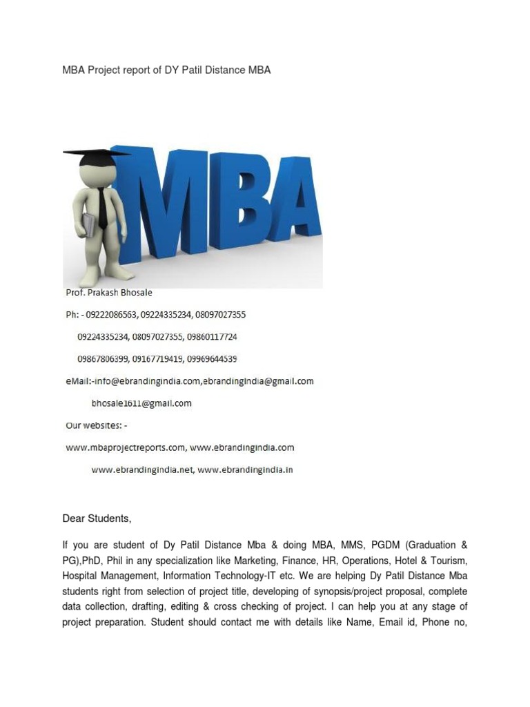 DY Patil Distance MBA Project Support | PDF | Master Of Business ...