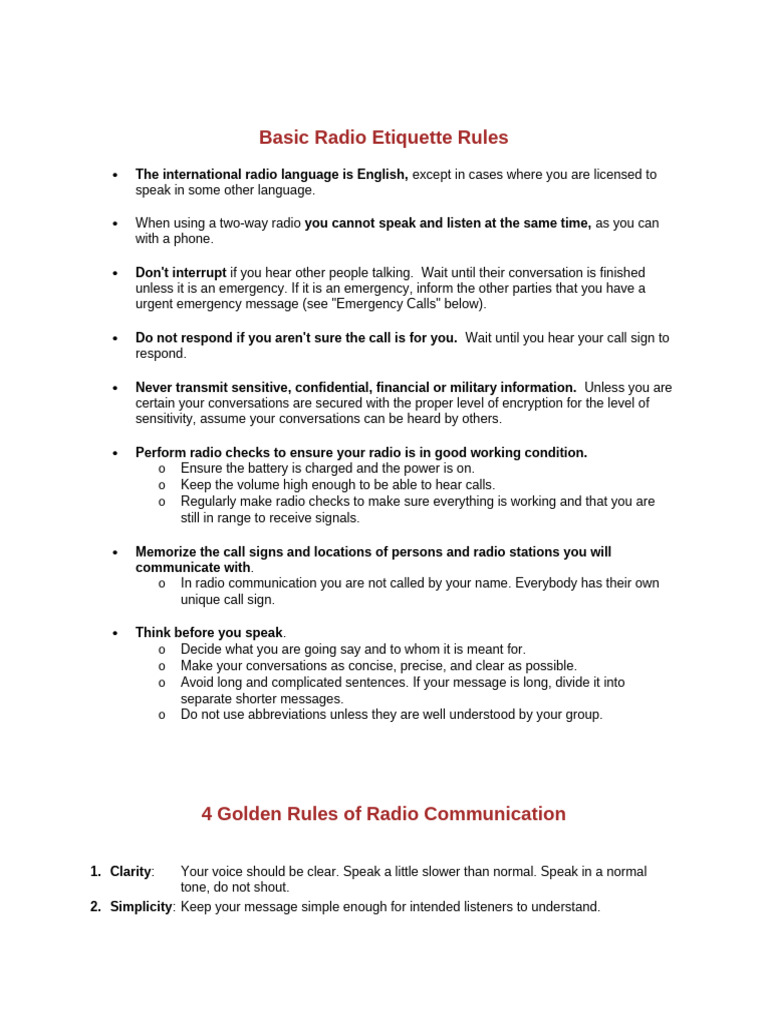 Basic Radio Etiquette Rules Radio Conversation