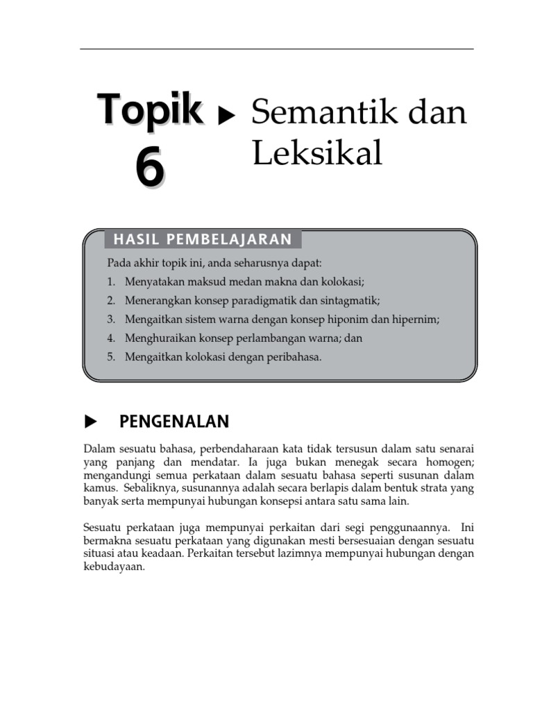 Bab 6 Semantik Dan Leksikal Pdf
