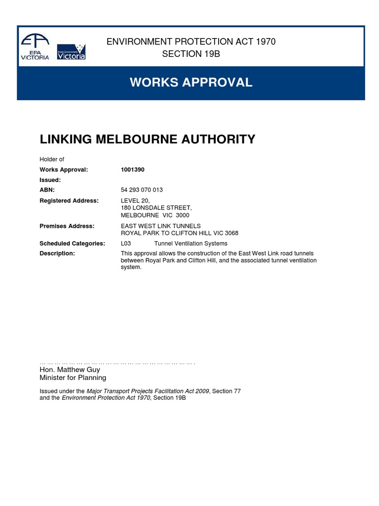 Works Approval for East West Link | PDF | United States Environmental ...