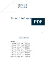 Physics I Class 09: Exam 1 Information