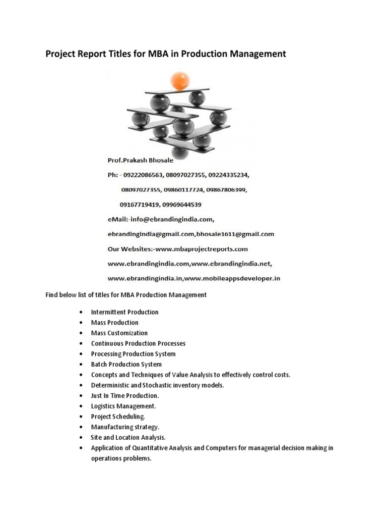 MBA Production Management Report Guide | PDF | Operations Management ...
