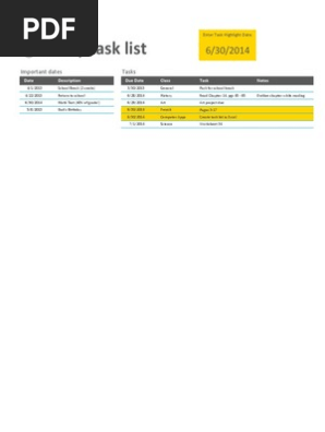 Free Daily Task list