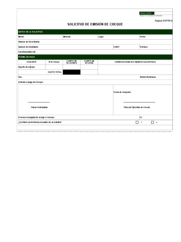 Formulario de Solicitud de Emisión de Cheques | PDF, image size:768x1024