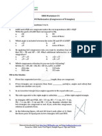 CBSE Worksheet-31 CLASS - VII Mathematics (Congruence of Triangles)